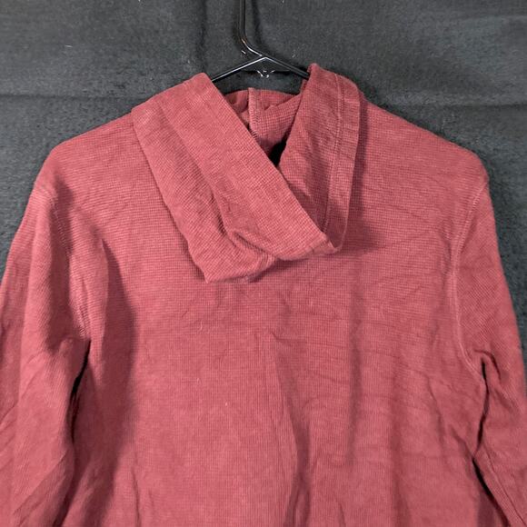 Eddie Bauer Mens Sweater Hoodie Maroon Pullover Henley Cotton Blend Small - Picture 10 of 11